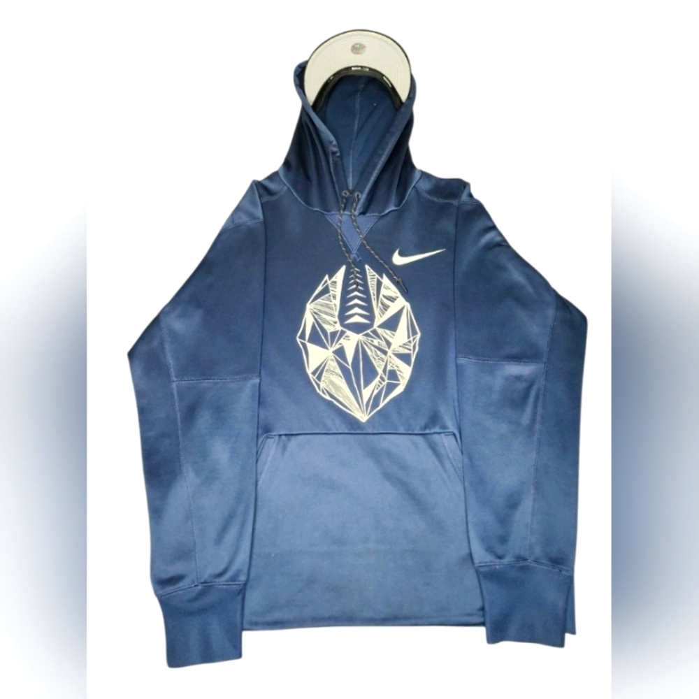 Nike Men's Blue Hoodie with Geometric Design